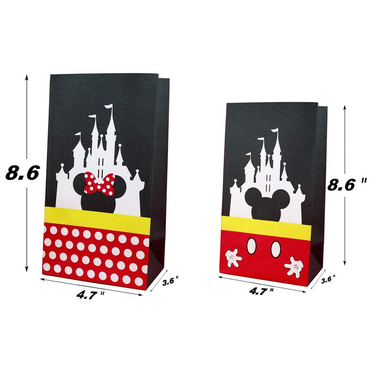 MOAXMOA Party favor Gift Bags Candy Treat Bags Birthday Baby Shower Wedding Mickey Minnie Theme Decorations Supplies with Stickers Set of 24 - Image 2